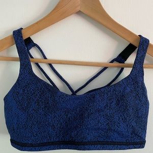 Lululemon light support sports bra in blue and black